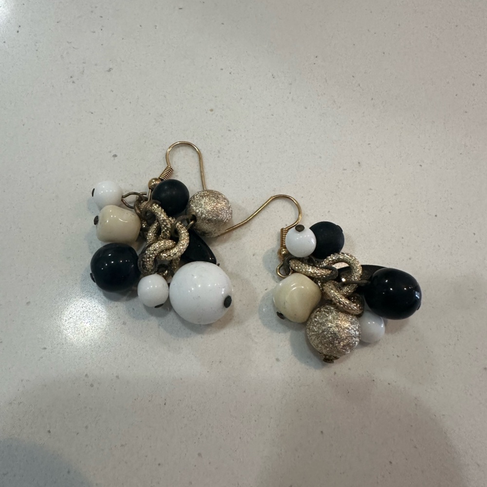 Black, white and gold earrings